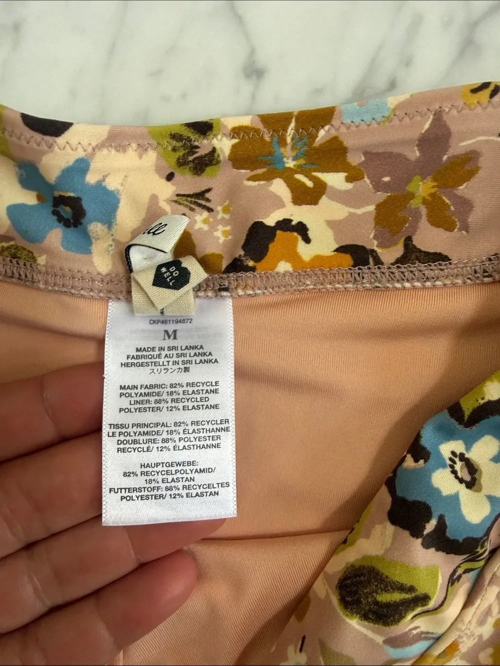 Madewell Floral Dusty Blush High Waisted Bikini Bottom Sz M